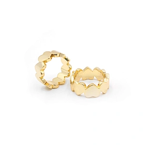 Fashion design heart shape brass gold plated band ring for gift