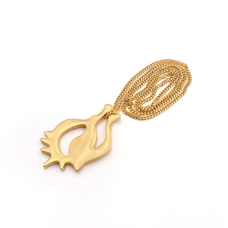 Gold Plated Geometry Hollow-out Pendant Brass Necklace
