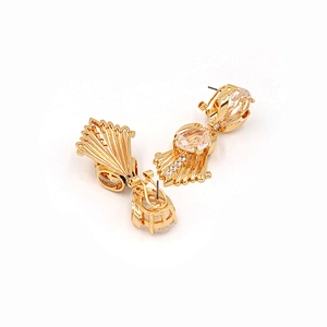 CZ Diamond Earrings Gold Plated Luxury Bridal Jewelry Dangle Earring Crystal Custom