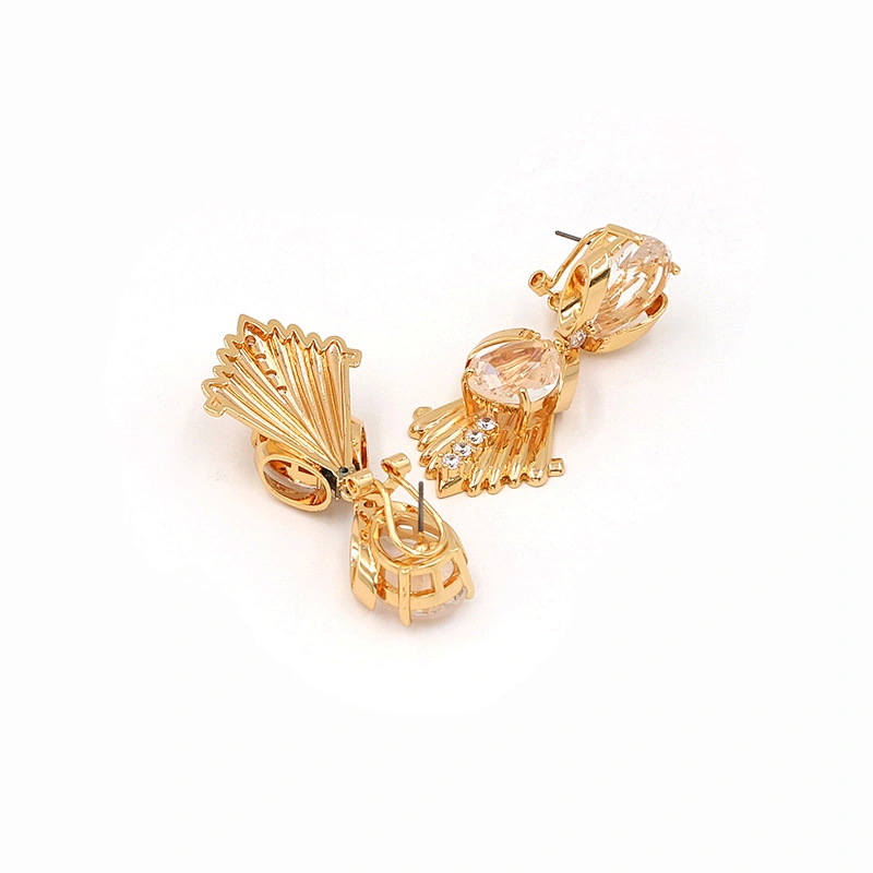 CZ Diamond Earrings Gold Plated Luxury Bridal Jewelry Dangle Earring Crystal Custom