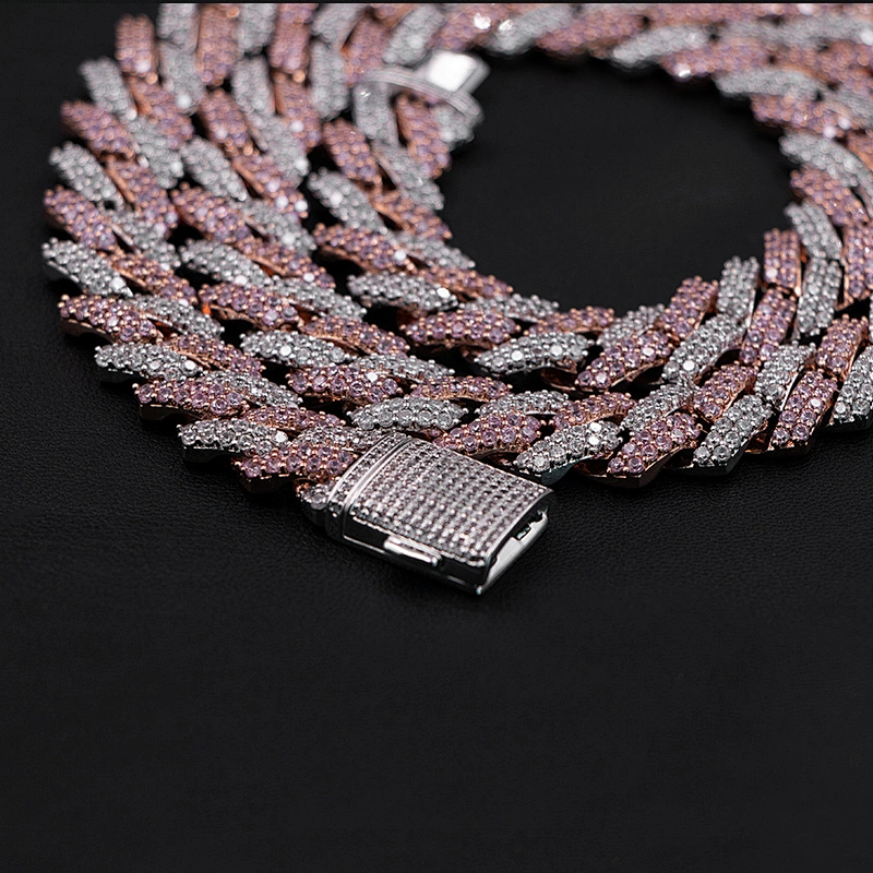 Hip-Hop Style Pink CZ Thick Brass Chain