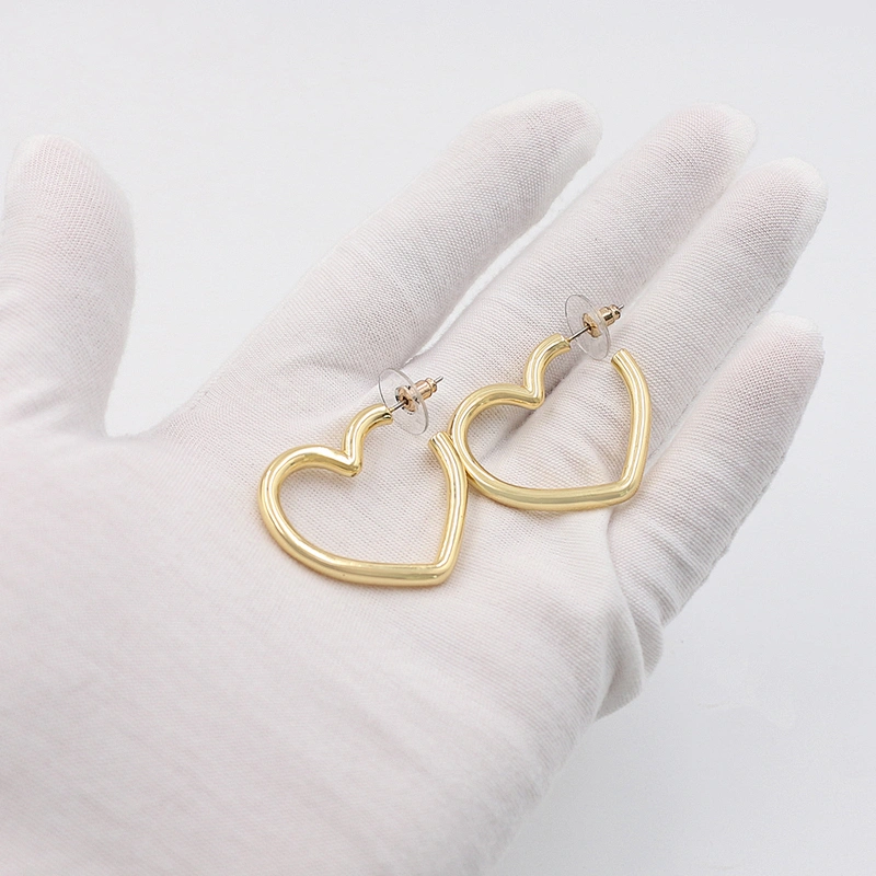 Brass Love Shape Big Earring Hoop Stainless Steel Custom Fashion Earring Gold Plated