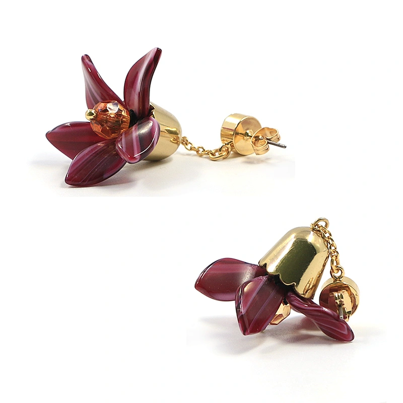 Crystal Acetate Bloom Flower Earrings Dangle Custom Jewelry Woman Bohemia Earring