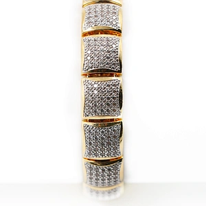 Hit-Hop Style Jewelry Brass CZ shiny Bracelet with Gold Plated