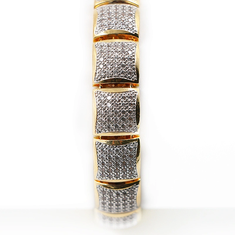 Hit-Hop Style Jewelry Brass CZ shiny Bracelet with Gold Plated