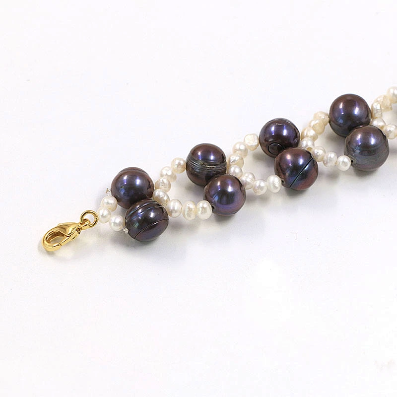 Natural freshwater pearl double layer gold plated lobster clasp bracelet women jewelry