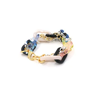 Fashion multi-color resin acrylic link chain bracelet