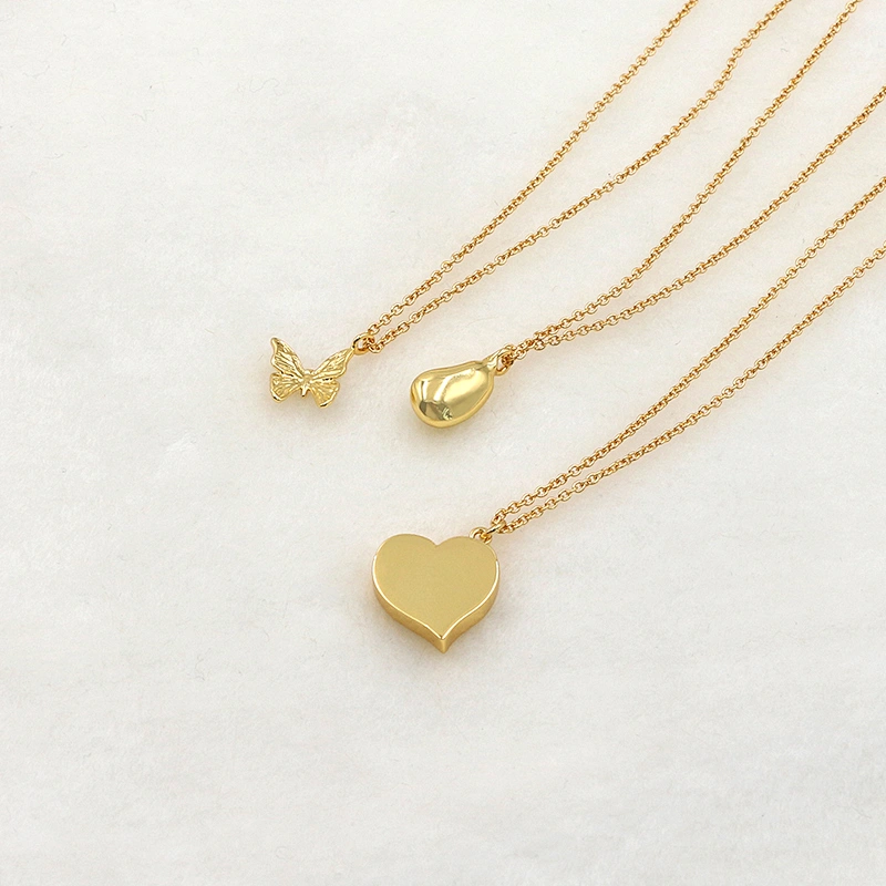 Fashion Multilayer Heart Butterfly Bead Brass Necklace