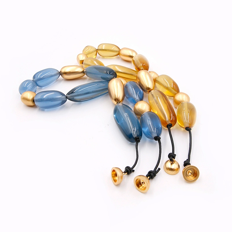 Custom Resin Gold Plated Blue Yellow Irregular Shape Chain