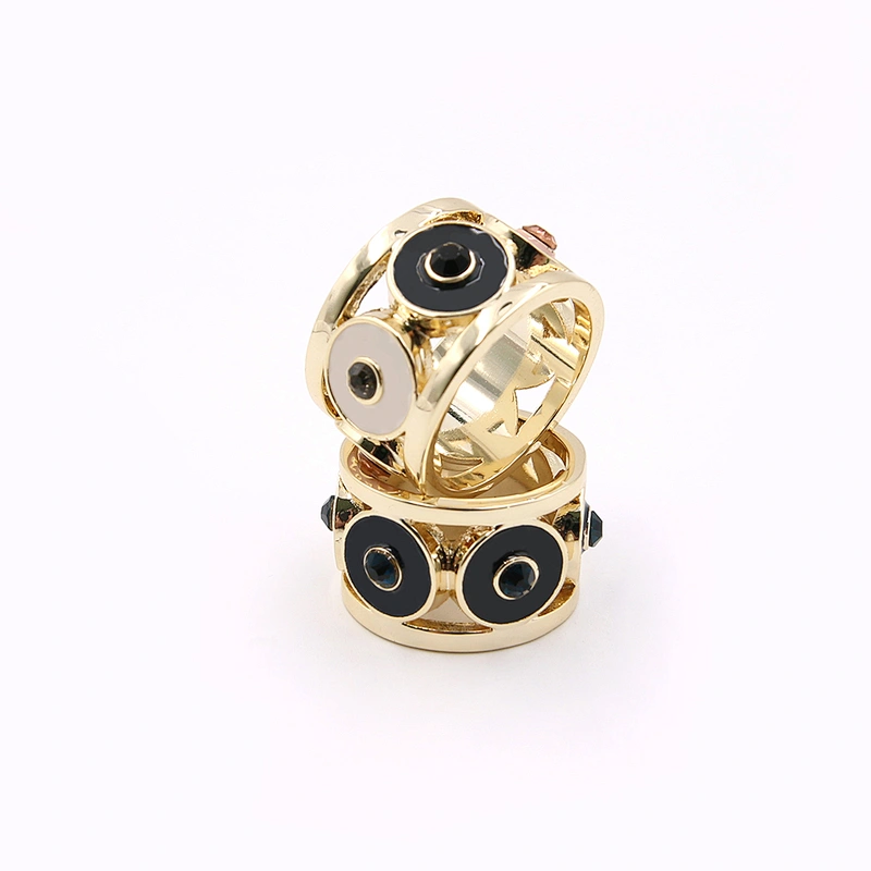 Fashion jewelry enamel gold plated band ring with crystal