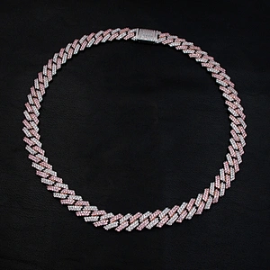 Hip-Hop Style Pink CZ Thick Brass Chain