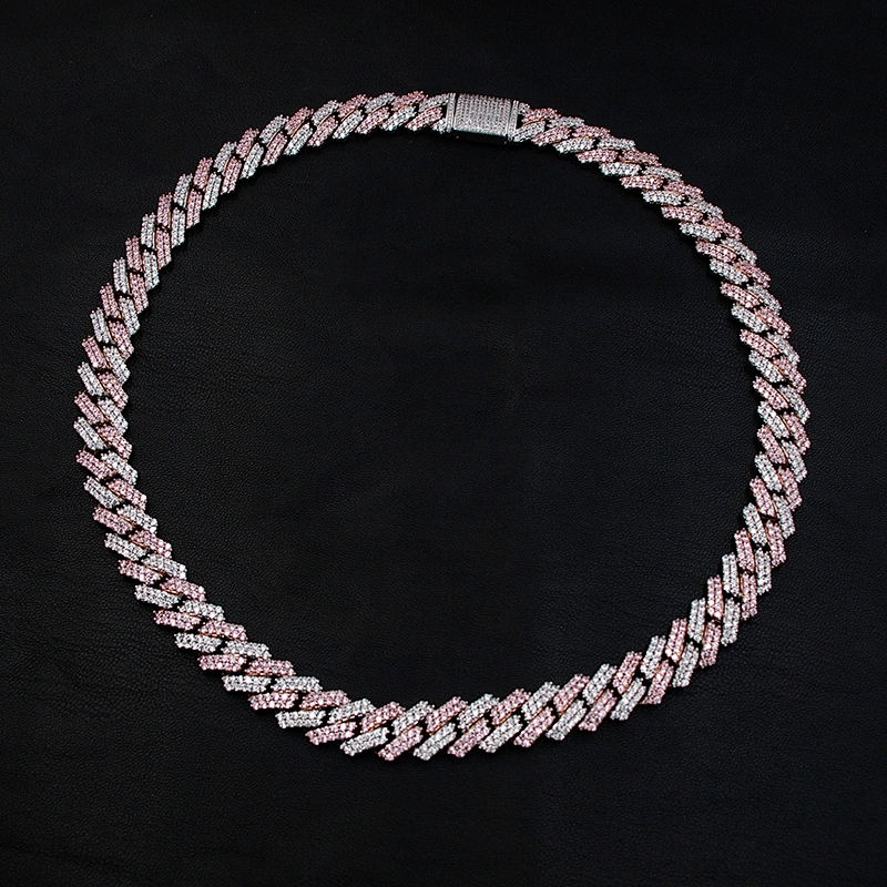 Hip-Hop Style Pink CZ Thick Brass Chain