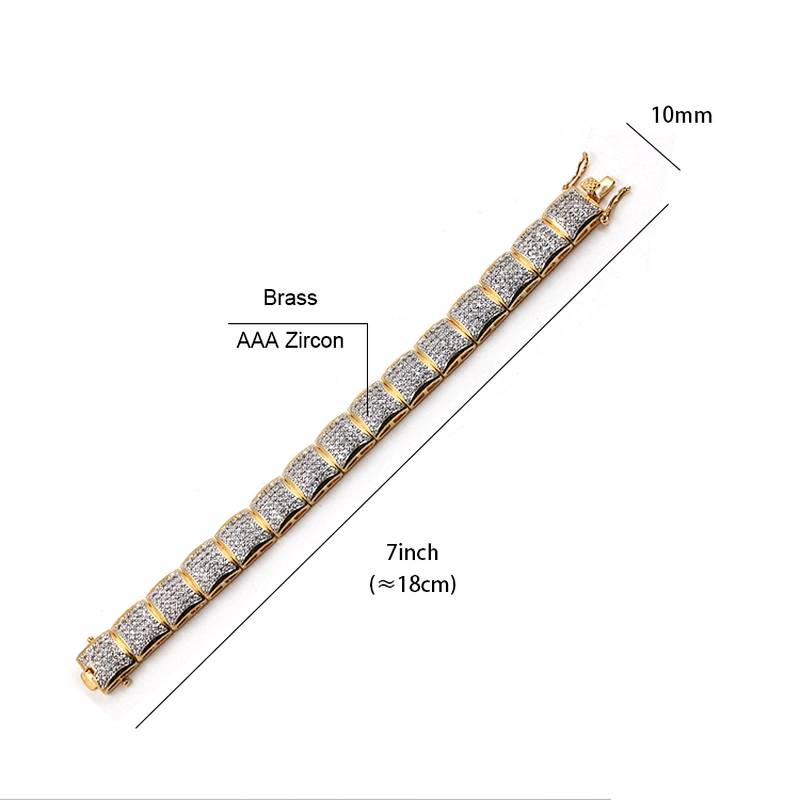 Hit-Hop Style Jewelry Brass CZ shiny Bracelet with Gold Plated