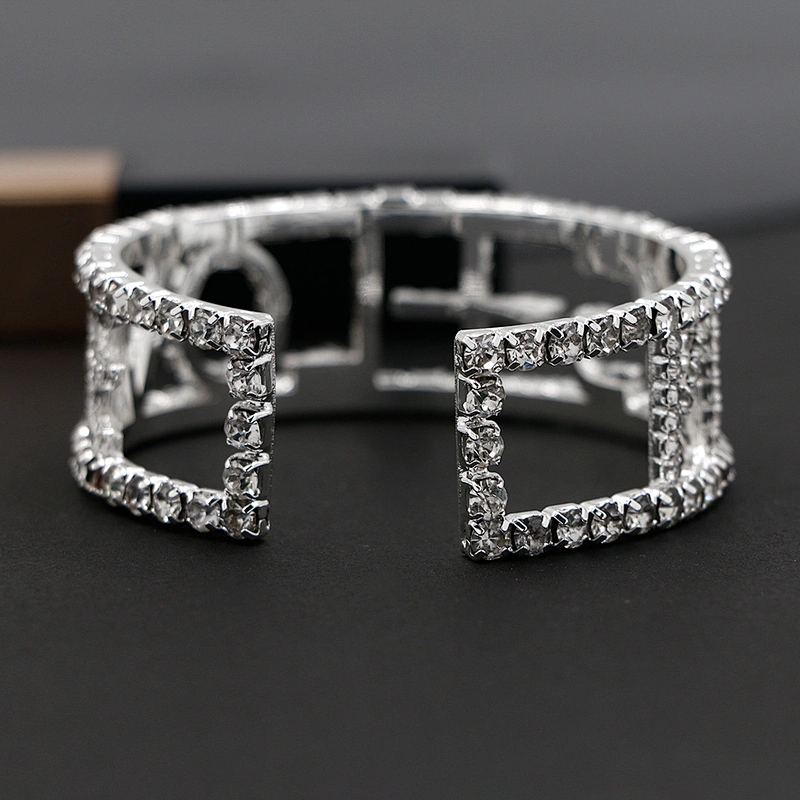 Fashion silver plating clear rhinestones LOVE women open bracelet
