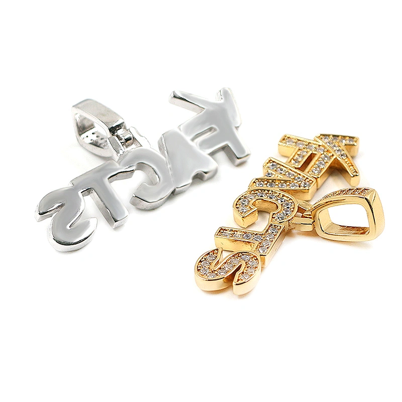 Hip hop custom Logo letter FACTS cubic zirconia gold plated pendant