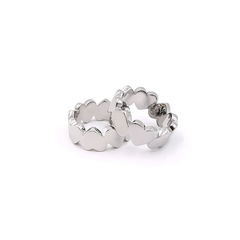 Fashion design heart shape brass gold plated band ring for gift