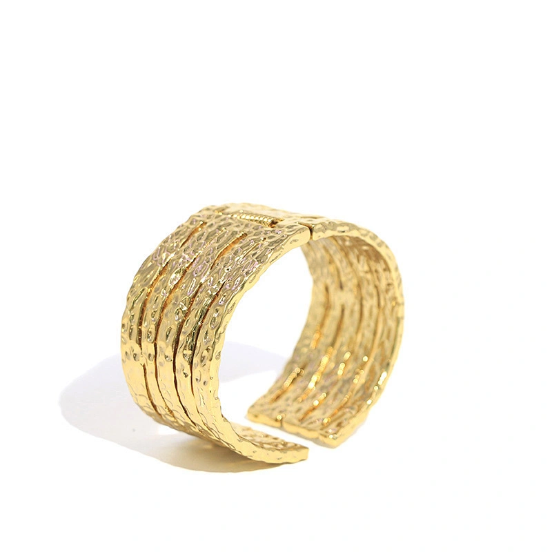 Fashion Design Gold Plated Brass Chunky Multi Layer Hiphop Cuff Bangle Bracelet