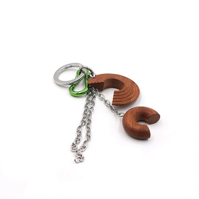 Fashion Design Wooden Key Ring with Custom Shape