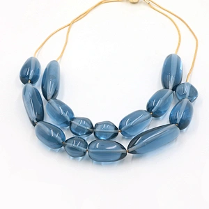 Fashion Blue Double Layers Resin Irregular Shape Necklace