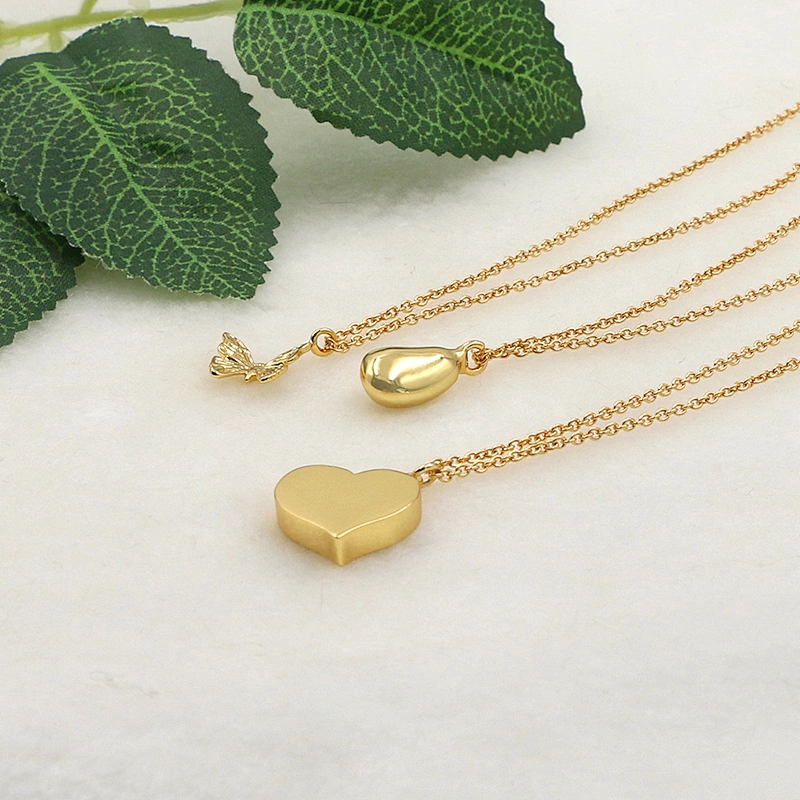 Fashion Multilayer Heart Butterfly Bead Brass Necklace