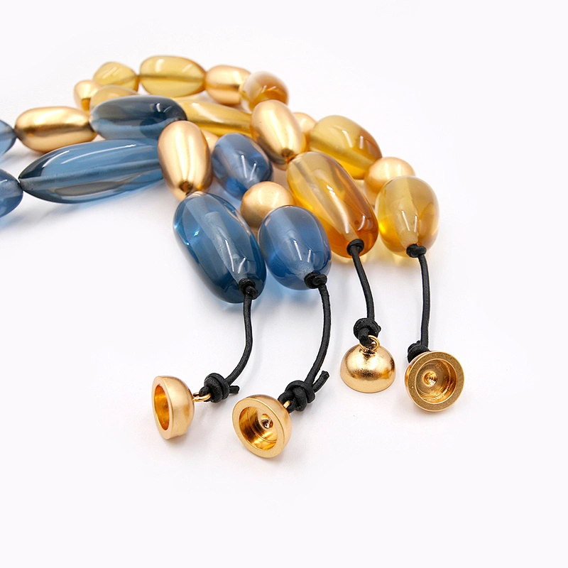 Custom Resin Gold Plated Blue Yellow Irregular Shape Chain