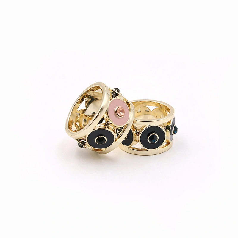 Fashion jewelry enamel gold plated band ring with crystal