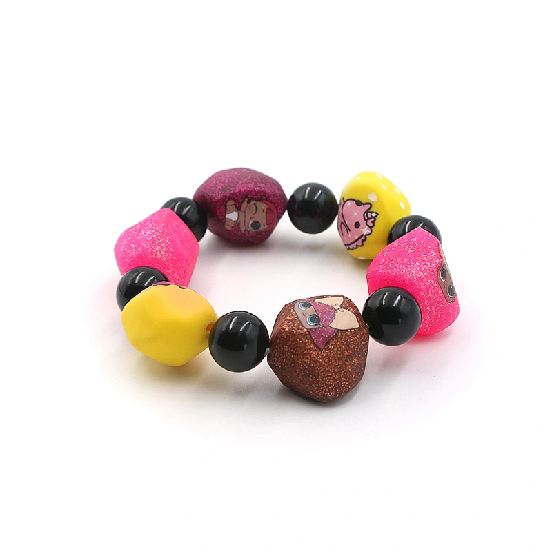 Custom cartoon cute resin beads colorful stone bracelet