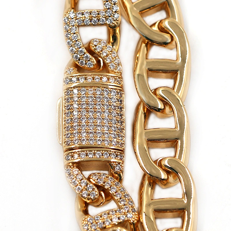 Hip-Hop Style Shiny CZ Brass With Gold Plated Bracelet