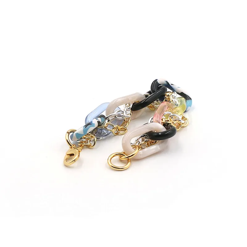 Fashion multi-color resin acrylic link chain bracelet