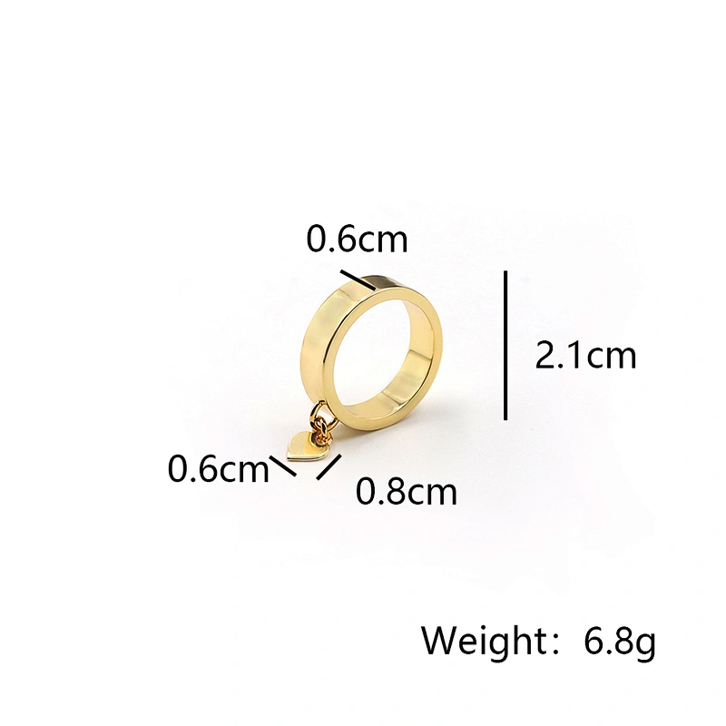 Trendy design 18K gold plated brass little heart charm chunky ring