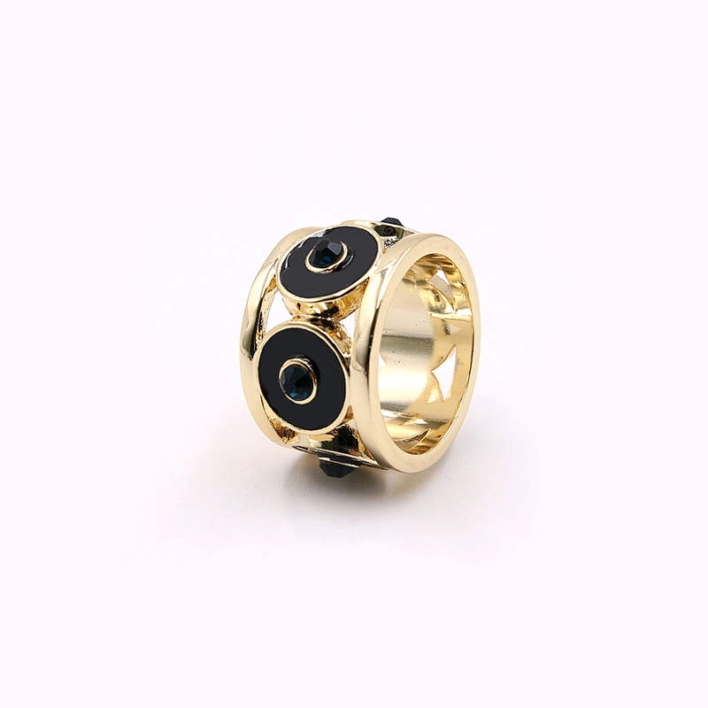 Fashion jewelry enamel gold plated band ring with crystal