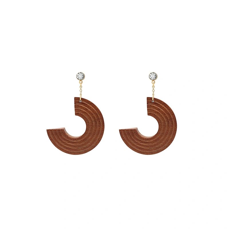 Statement Wood Earrings Whorl Pattern Fashion Earrings Bohe Stud Hoop Earring