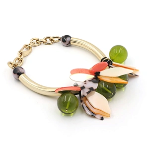 Green Grape Multicolor Leaves Necklace
