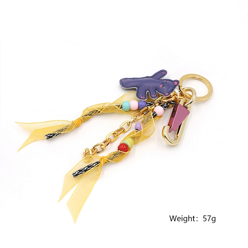 Fashion Design Key Ring with Colorful cord and Bear by Handmade