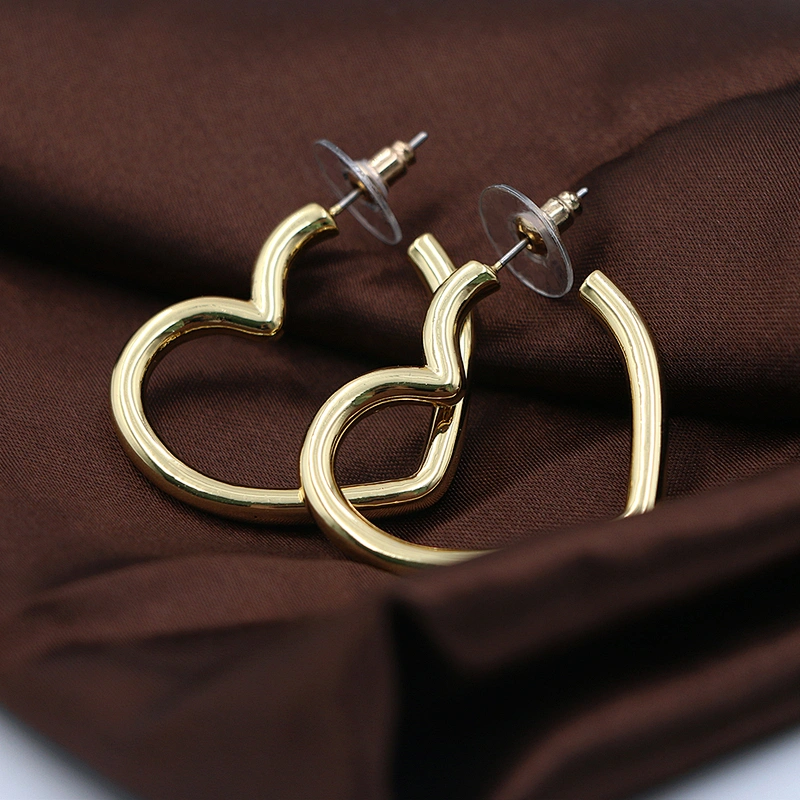 Brass Love Shape Big Earring Hoop Stainless Steel Custom Fashion Earring Gold Plated