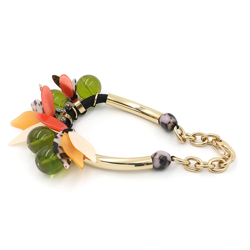 Green Grape Multicolor Leaves Necklace