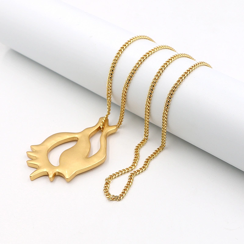 Gold Plated Geometry Hollow-out Pendant Brass Necklace