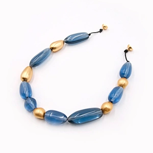 Custom Resin Gold Plated Blue Yellow Irregular Shape Chain