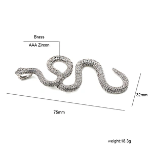 Hip hop iced out CZ stone snake silver plated high-quality pendant