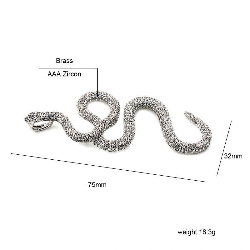 Hip hop iced out CZ stone snake silver plated high-quality pendant