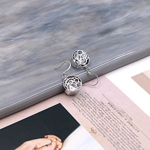 Korean Dangle Earrings Hollow Diamond CZ Silver Stud Bling Shiny Luxury Earring