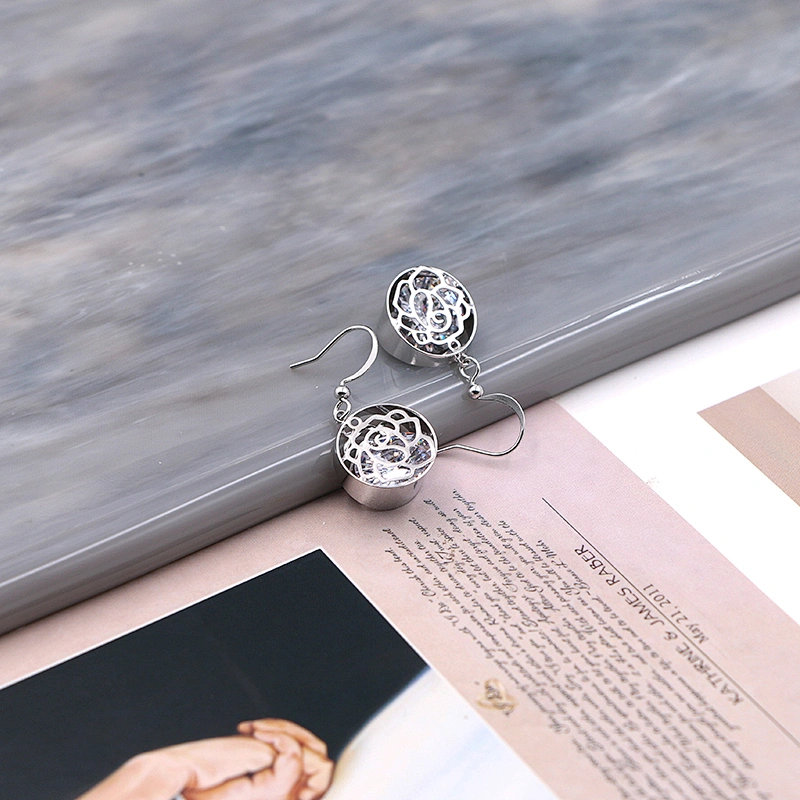 Korean Dangle Earrings Hollow Diamond CZ Silver Stud Bling Shiny Luxury Earring