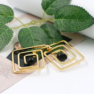 Statement Circle Geometrical Twisted Earrings Fashion Jewelry Custom Gold Plated Earring