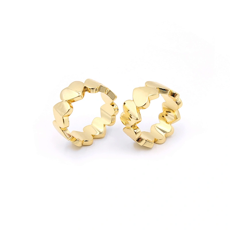 Fashion design heart shape brass gold plated band ring for gift