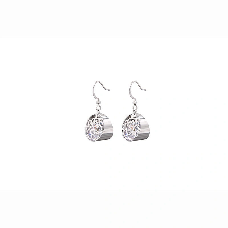 Korean Dangle Earrings Hollow Diamond CZ Silver Stud Bling Shiny Luxury Earring