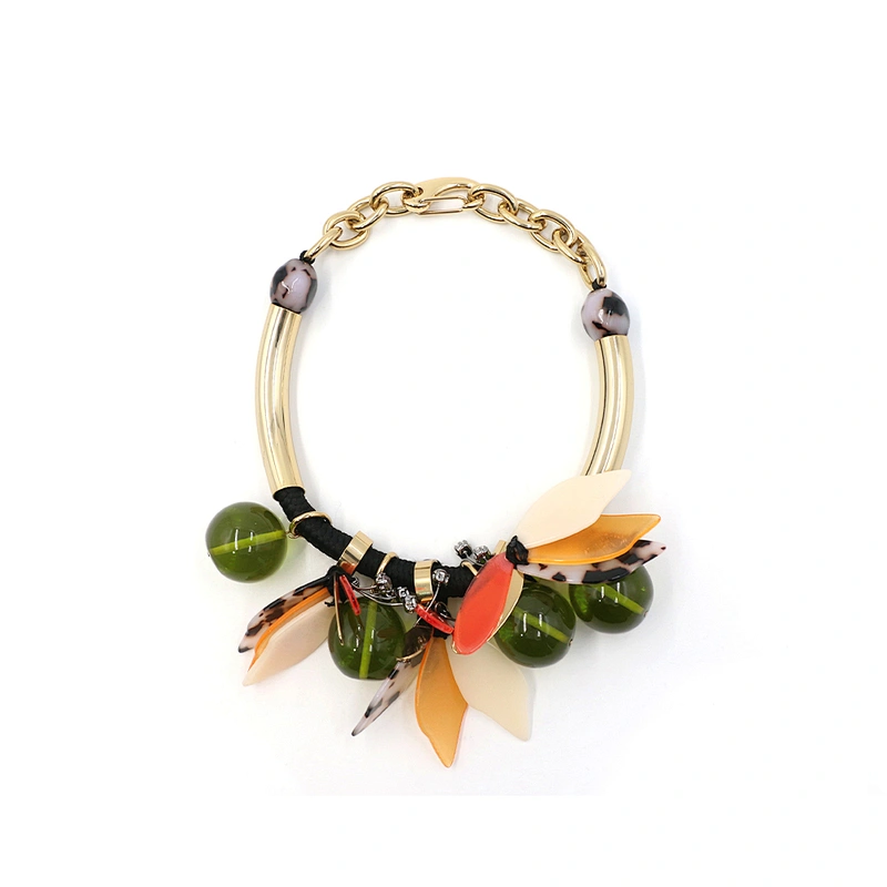 Green Grape Multicolor Leaves Necklace