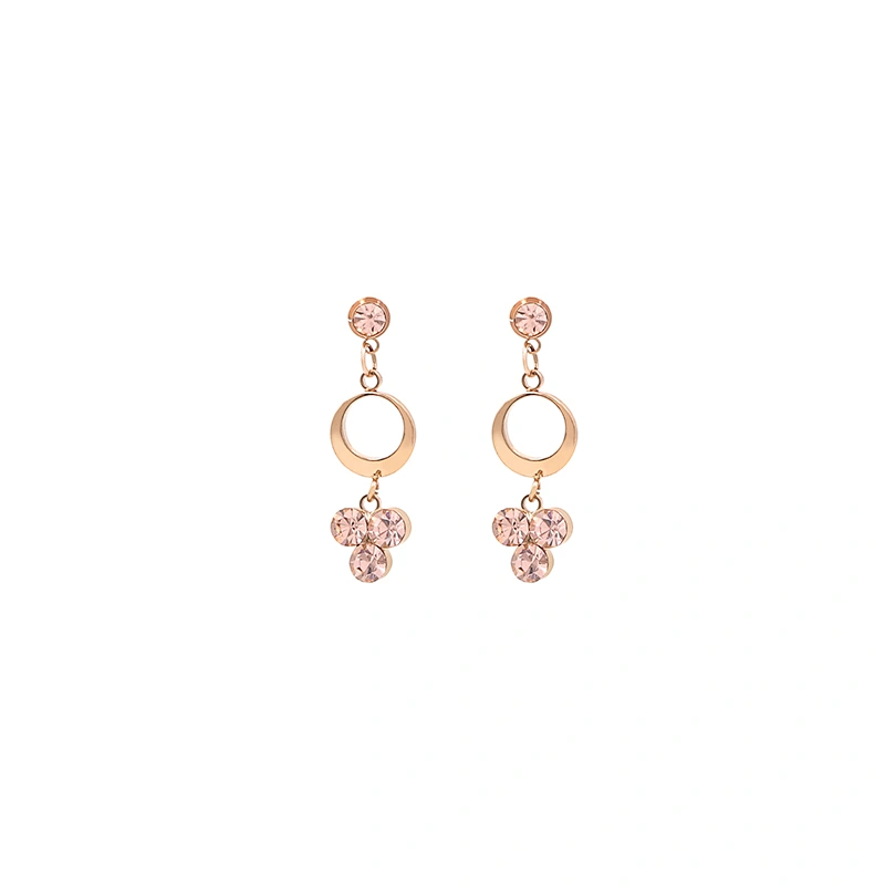 Fashion Jewelry New Earrings Rose Gold CZ Long Dangle Hoop Custom Earrings