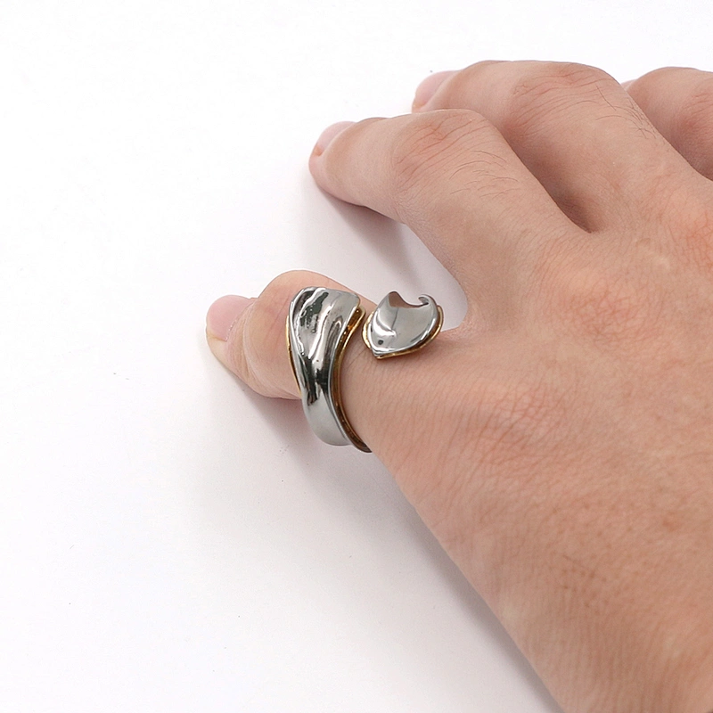 Enamel jewelry gold plated brass open twisted band ring