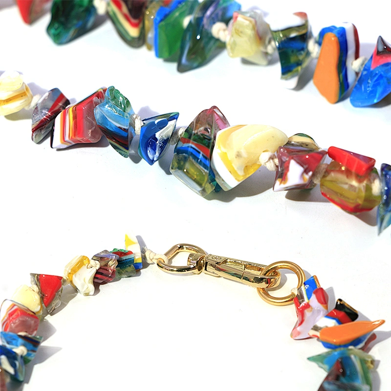 Trendy Bohemian Custom Jewelry Multi-Color Geometry Resin Bead Chain