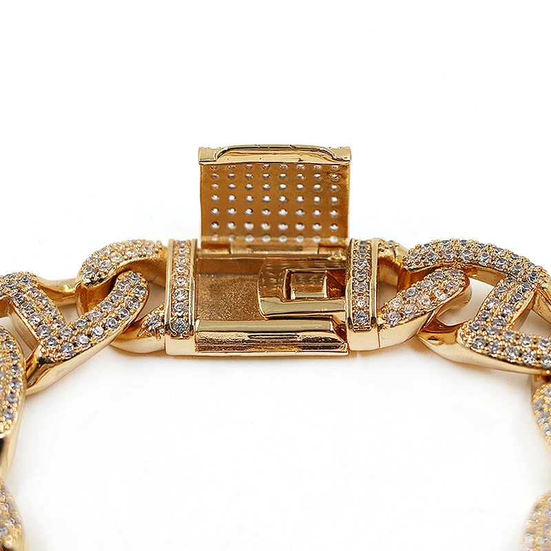 Hip-Hop Style Shiny CZ Brass With Gold Plated Bracelet